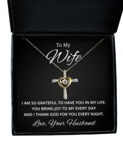 To My Wife Cross Dancing Necklace, I Am So Grateful To Have You In My Life, Best Birthday Gifts, Engagement Gifts, Wedding Gifts, Valentines Day Gifts From Your Husband