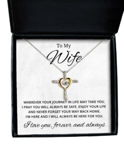 To My Wife Cross Dancing Necklace, Wherever Your Journey In Life May Take You, Best Birthday Gifts, Engagement Gifts, Wedding Gifts, Valentines Day Gifts For Wife From Husband