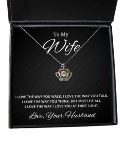 To My Wife Crown Necklace - I Love The Way You Walk - Birthday, Engagement, Wedding, Valentines Day Gifts From Your Husband