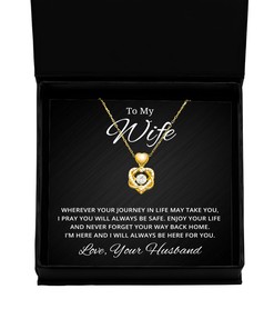 To My Wife Heart Knot Gold Necklace - Wherever Your Journey In Life May Take You - Birthday, Engagement, Wedding, Valentines Day Gifts From Your Husband