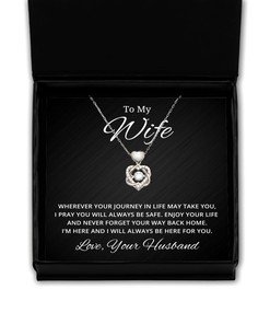 To My Wife Heart Knot Silver Necklace - Wherever Your Journey In Life May Take You - Birthday, Engagement, Wedding, Valentines Day Gifts From Your Husband