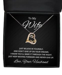 To My Wife Love Dancing Necklace, Just Believe in Yourself and Don't Give Up On Your Dreams, Birthday Gifts, Valentines Day Gifts From Your Husband