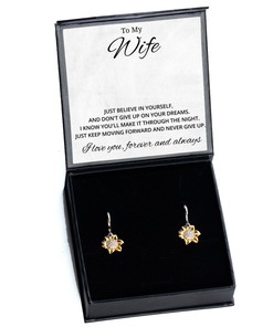 To My Wife Sunflower Earrings - Just Believe In yourself And Don't Give Up On Your Dreams - Birthday, Engagement, Wedding, Valentines Day Gifts For Wife From Husband