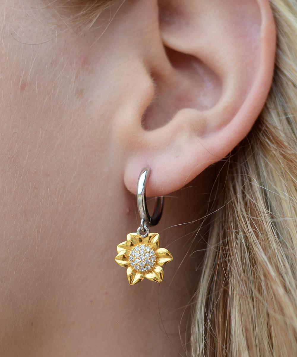To My Wife Sunflower Earrings - You Are My One And Only, My Happily Even After - Birthday, Engagement, Wedding, Valentines Day Gifts For Wife From Husband - Image 2