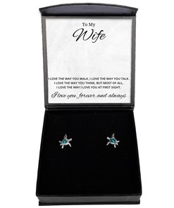 To My Wife Turtle Earrings I Love The Way You Walk - Birthday, Engagement, Wedding, Valentines Day Gifts For Wife From Husband