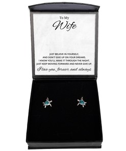 To My Wife Turtle Earrings Just Believe in Yourself and Don't Give Up On Your Dreams Best Birthday Gifts, Engagement Gifts, Wedding Gifts, Valentines Day Gifts For Wife From Husband