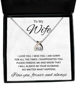 To My Wife Wishbone Dancing Necklace with Quote I am sorry for all the times I disappointed you - Birthday, Engagement, Wedding, Valentines Day Gifts For Wife From Husband