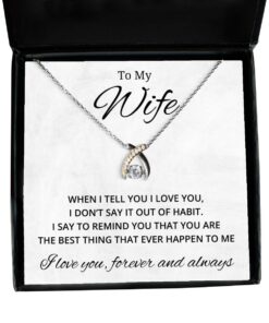 To My Wife Wishbone Dancing Necklace with Quote When I Tell You I Love You - Birthday, Engagement, Wedding, Valentines Day Gifts For Wife From Husband