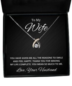 To My Wife Wishbone Dancing Necklace with Quote You Have Given Me All The Reason To Smile - Birthday, Engagement, Wedding, Valentines Day Gifts From Your Husband