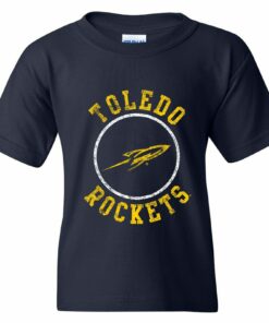 Toledo Rockets Distressed Circle Logo University College Youth Shirt Sweatshirt Pullover Hoodie Reprinted Full Color Full Size
