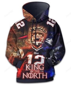 Tom Brady 12 Nfl New England Patriots King Of The North 3D All Over Print Zip Up Hoodie Option