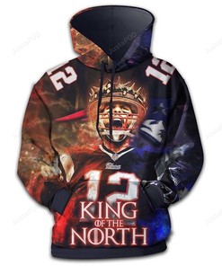 Tom Brady 12 Nfl New England Patriots King Of The North Men And Women 3D All Over Print Zip Up Hoodie Option