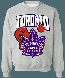 Toronto Raptors Maple Leafs Retro NBA NHL Mash-Up Sweatshirt Hoodie Shirt Gifts for Fans