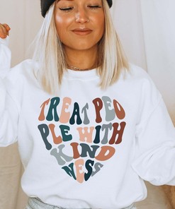 Treat People With Kindness Sweatshirt TPWK Sweatshirt Boho Heart Unisex Sweater Valentines Day Gifts Inspirational Sweater