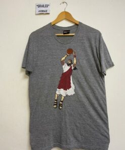 Tri Blend Rayon Jesus Jordan Jump Shot Tshirt Pullover Hoodie Crewneck Sweatshirt Reprinted Full Color Full Size Gifts for NBA Fans