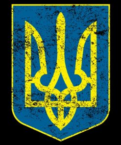 Ukraine Coat of Arms - Blue Shield Gold Trident Shirt Sweatshirt Pullover Hoodie Reprinted Full Color Full Size