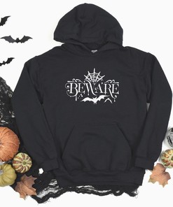 Unisex 'Beware' Horror Anti-Valentine Hoodie, Witchy Sweatshirt Gift, Sarcastic Hoodie, Creepy Gift, Goth Gift, Horror Gift, Valloween Gift