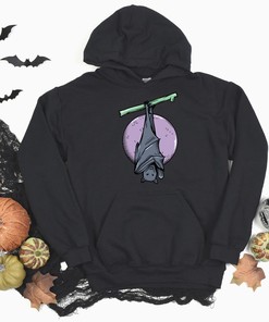 Unisex Hanging Bat Horror Valentine Hoodie, Creepy Hoodie, Witchy Hoodie, Horror Gift, Goth Gift, Creepy Gift, Witchy Gift, Valloween Gift