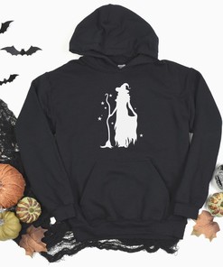 Unisex Witch Silhouette Hoodie - Witchy Valentine's Day Creepy Gift