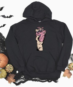Unisex Zombie Hand Valentine Hoodie, Zombie Hoodie, Horror Hoodie, Witchy Sweatshirt, Creepy Gift, Goth Gift, Horror Gift, Valloween Gift