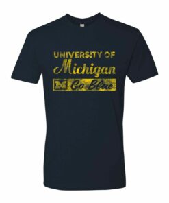 University of Michigan Wolverines Go Blue Block Shirt Sweatshirt Pullover Hoodie Reprinted Full Color Full Size