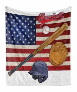 Usa American Flag And Baseball Sports Soft Blanket
