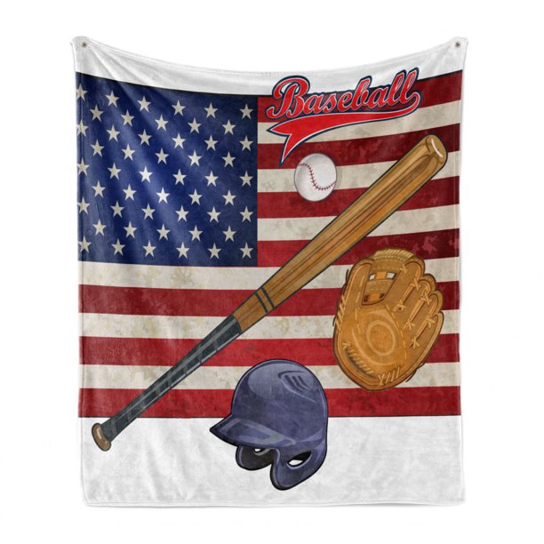 Usa American Flag And Baseball Sports Soft Blanket