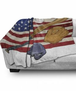 Usa American Flag And Baseball Sports Soft Blanket