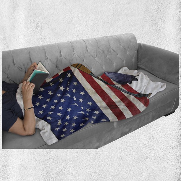 Usa American Flag And Baseball Sports Soft Blanket