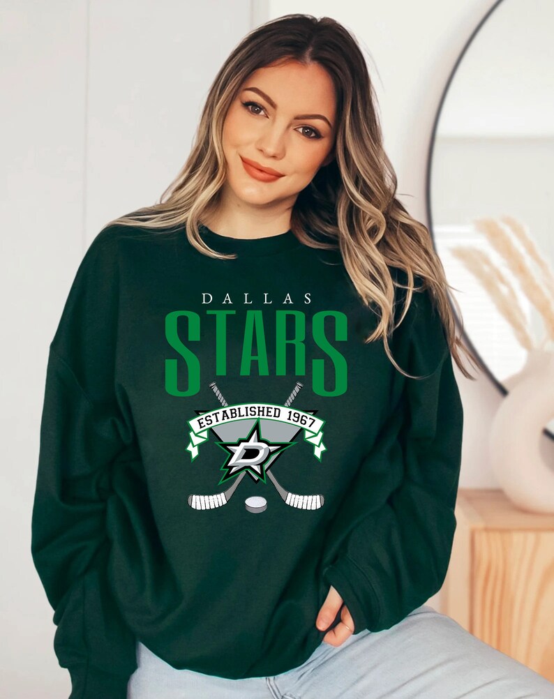 VIntage NHL Dallas Stars EST 1967 Sweatshirt, 2022-23 Dallas Stars Shirt, Ice Hockey Shirt, Unisex T-shirt Sweater Hoodie - Image 3