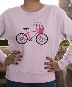 Valentine Bicycle Sweatshirt, Valentine Sweater, Valentines Day Sweatshirt, Women Valentine Sweatshirt, Valentines Day Gift, Hearts Shirt