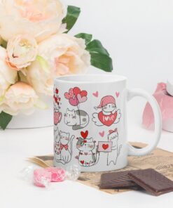 Valentine Cat Mug Heart Kitty Mug I Love You Mug Valentines Day Gift Cat Mom Cat Dad Gift Cat Lover Mug Girlfriend