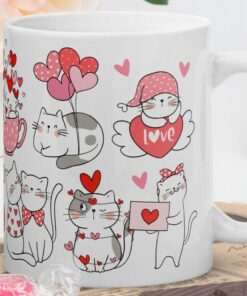 Valentine Cat Mug Heart Kitty Mug I Love You Mug Valentines Day Gift Cat Mom Cat Dad Gift Cat Lover Mug Girlfriend