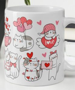 Valentine Cat Mug Heart Kitty Mug I Love You Mug Valentines Day Gift Cat Mom Cat Dad Gift Cat Lover Mug Girlfriend