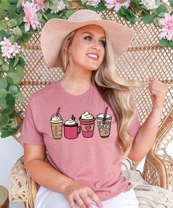 Valentine Coffee Heart Shirt, Valentines Day Gift For Her, Cute Coffee Graphic Shirt, Valentine Shirt, Love T-Shirt, Lover Shirt Gift