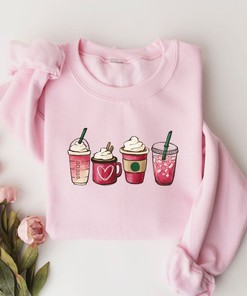 Valentine Coffee Heart Sweatshirt, Womens Cute Valentine Shirt, Cozy Love Tee, Women Valentine Hoodie, Funny Valentine Gift for Her