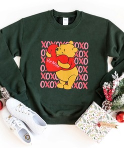 Valentine Disney Winnie The Pooh Sweatshirt Pooh Bear XOXO With Love Heart Valentine Shirt Valentine's Day Tee Disney Couple Shirt Gift