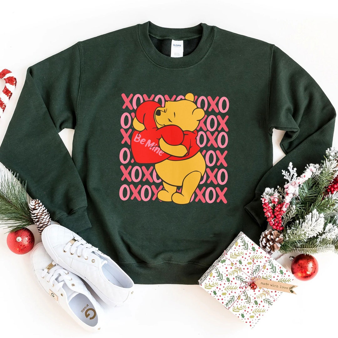 Valentine Disney Winnie The Pooh Sweatshirt Pooh Bear XOXO With Love Heart Valentine Shirt Valentine's Day Tee Disney Couple Shirt Gift
