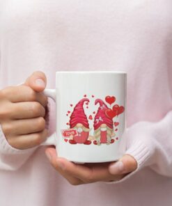Valentine Gnome Couple Mug, Gnome Mug, Hearts Mug, Couple In Love Mug, Valentine For Her, Valentine For Him