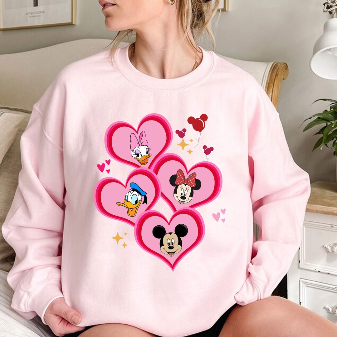 Valentine Mickey And Minnie Mouse Sweatshirt Valentine's Day Shirt Disney Couple Shirt Gift