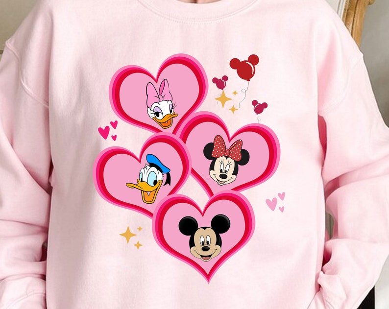 Valentine Mickey And Minnie Mouse Sweatshirt Valentine's Day Shirt Disney Couple Shirt Gift - Image 2