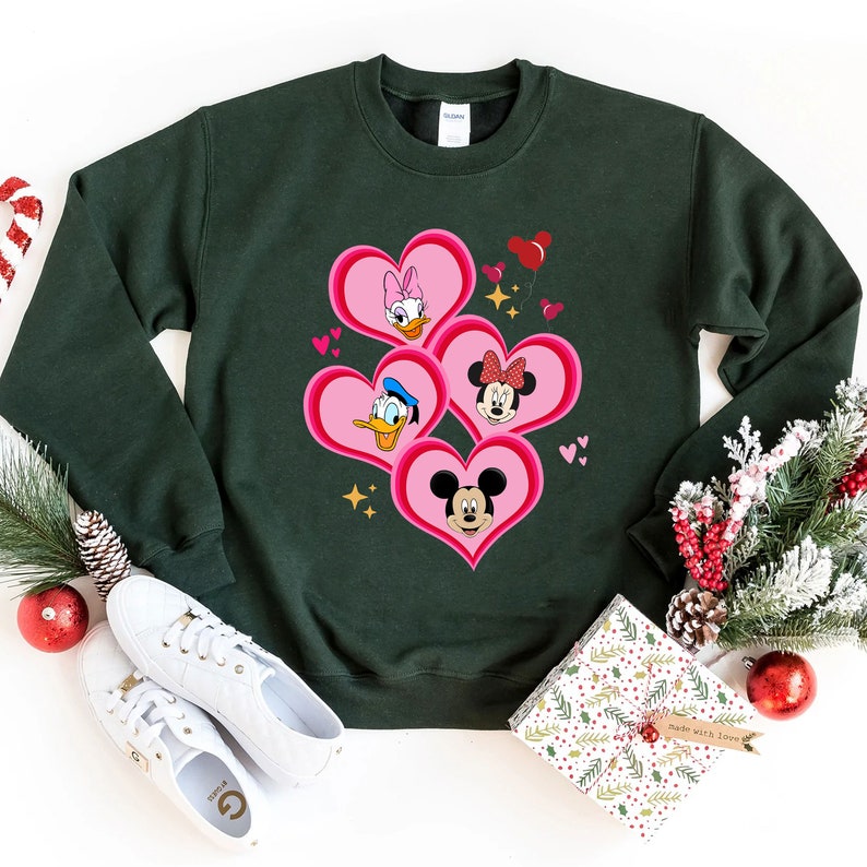 Valentine Mickey And Minnie Mouse Sweatshirt Valentine's Day Shirt Disney Couple Shirt Gift - Image 3