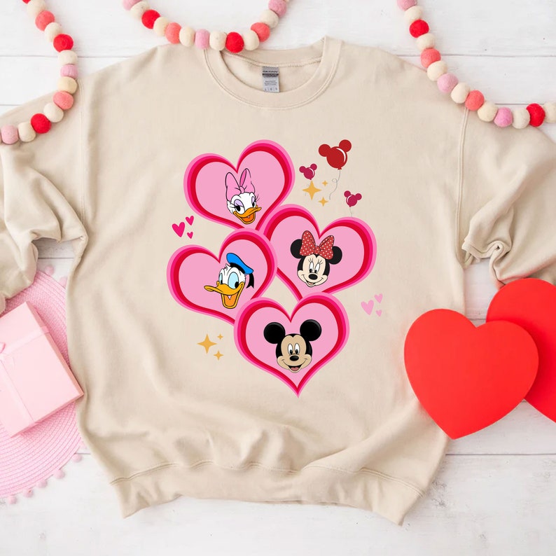 Valentine Mickey And Minnie Mouse Sweatshirt Valentine's Day Shirt Disney Couple Shirt Gift - Image 4