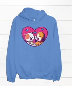 Valentine Pet Love Youth Hoodie: Cute and Heart-Shaped