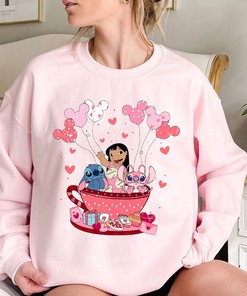 Valentine Stitch And Lilo Angel Sweatshirt Disney Stitch Valentine Shirt Womens Valentine Shirt Valentine's Day Tee Disney Couple Shirt Gift