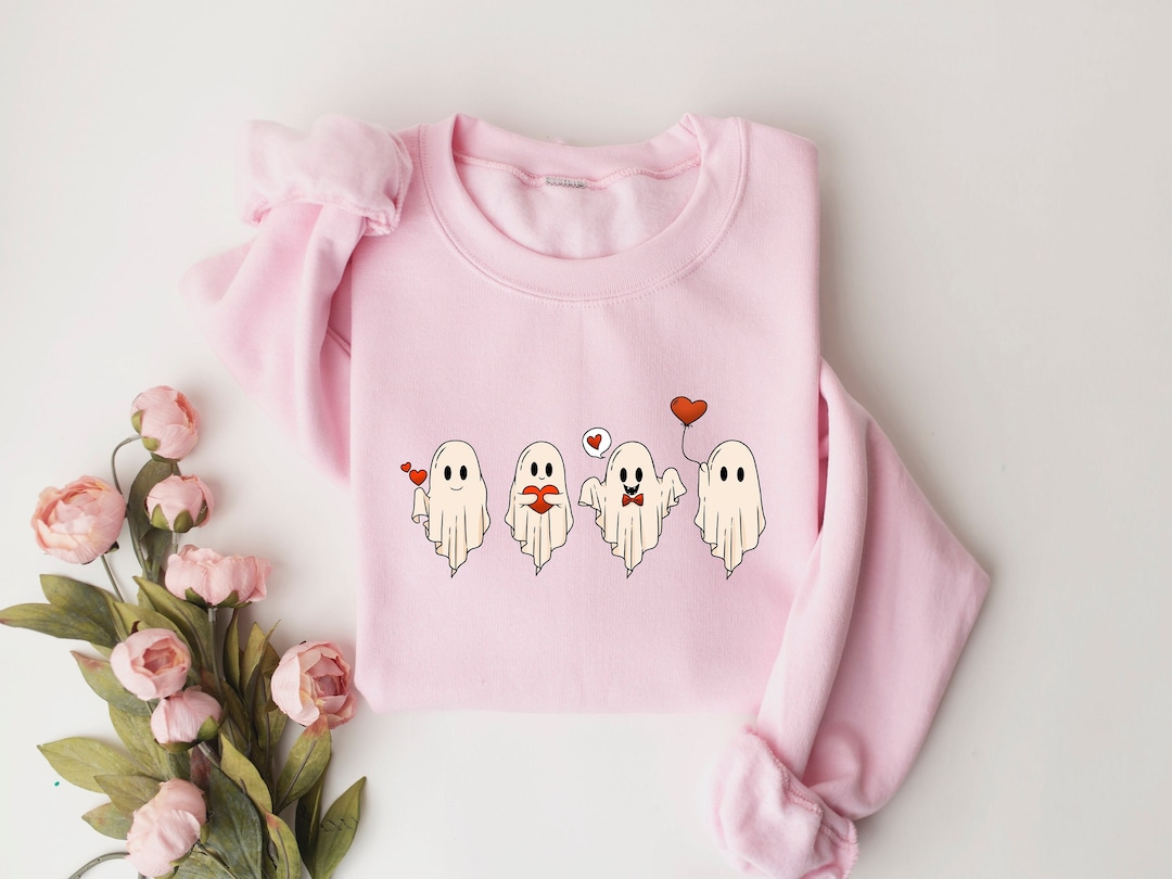 Valentine Sweatshirt, Valentines Day Sweatshirt, Valentines Ghost Sweatshirt, Cute Ghost Sweater, Valentines Gift, Spooky Valentine Crewneck
