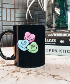 Valentine's Conversation Hearts Mug, Valentines Day Coffee Mug, 15 Oz Mug, Pink Hearts Coffee Mug, Valentines Kitchen