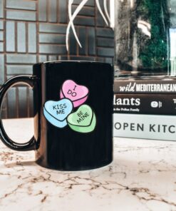 Valentine's Conversation Hearts Mug, Valentines Day Coffee Mug, 15 Oz Mug, Pink Hearts Coffee Mug, Valentines Kitchen