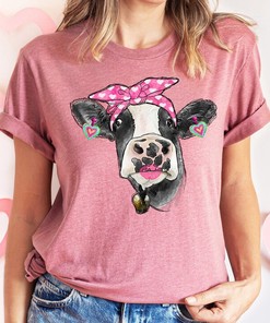 Valentines Day Cow Shirt, Valentines Day Shirts For Woman, Heart Shirt, Cute Valentine Shirt, Valentines Day Gift, Valentines Gift