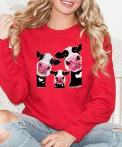 Valentines Day Cow Sweatshirt, Love Valentines Unisex Sweatshirt, Matching Valentines Sweatshirts, Simple Heart Sweatshirt, Valentines Cow Gift